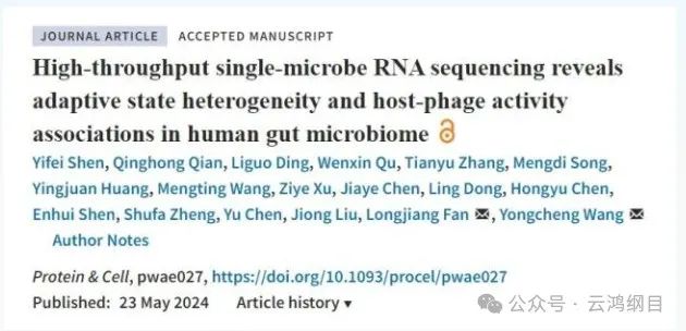 【科技前沿】Protein & Celll王永成/樊龍江團隊合作開(kāi)發(fā)微生物組單細胞轉錄組測序技術(shù)